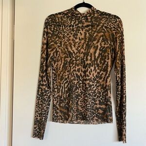 AFRM Mesh Leopard Print turtleneck